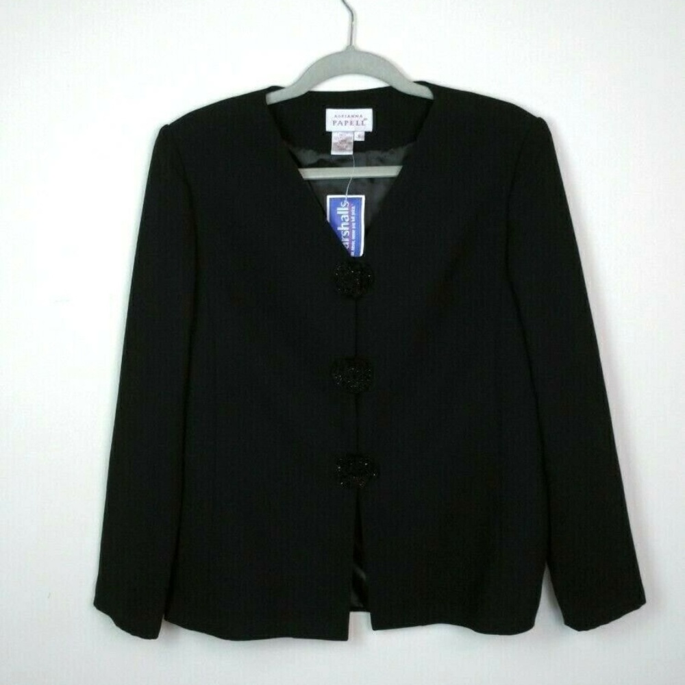 Adrainna Papell Sz 8 Black Jacket Beaded Buttons